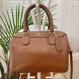 COACH Mini Bennett Satchel in Crossgrain Leather (Saddle/Gold)